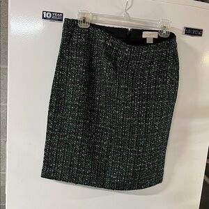LOFT Women's Tweed Pencil Skirt - Black and Green
